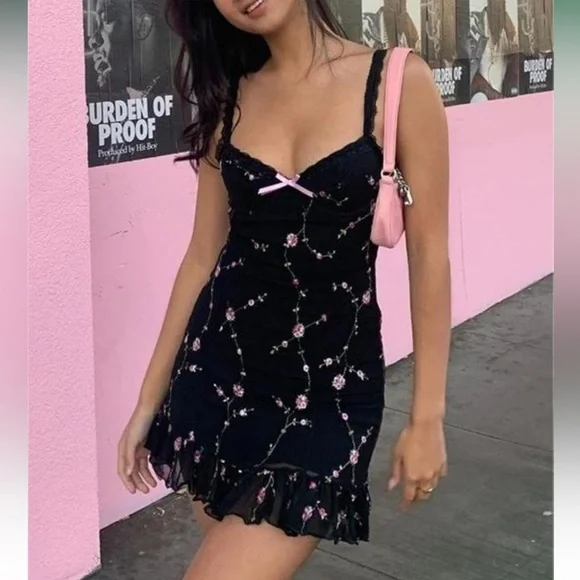 NWT Dolls Kill Sugar Thrillz I’m Baby Mini Slip Dress Sz S - Picture 1 of 15